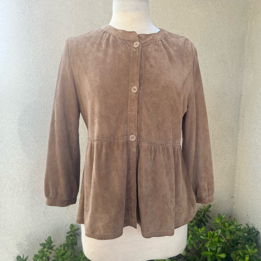 BR Banana Republic taupe suede leather jacket Sz M